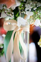 delicate bridal bouquet of large sketch with ribbons and bow