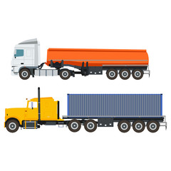 flat truck with container and tank