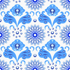 Seamless pattern in traditional Russian Gzhel style