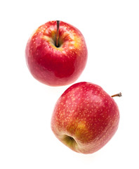 group juicy red apples isolated on white background