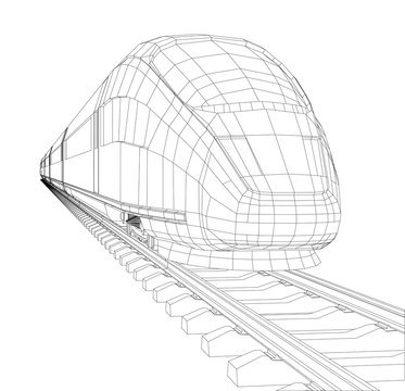Abstract polygonal high-speed passenger train