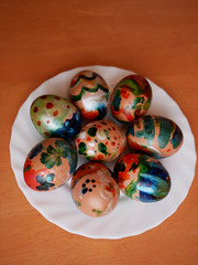 Colorful Easter eggs painted by four year old czech girl for her father.