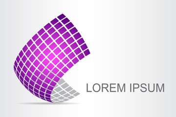 Logo stylized spherical surface with abstract shapes