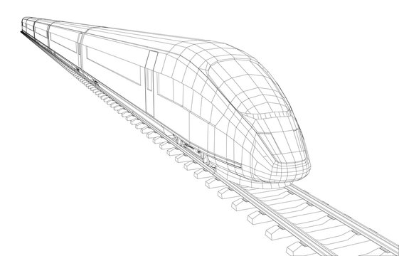 Abstract polygonal high-speed passenger train