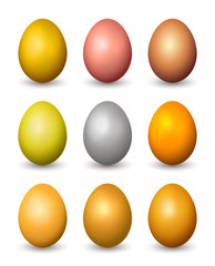 Set of vector metallic realistic eggs.