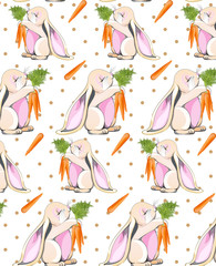 Cute easter bunny pattern Vector background