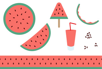Vector art of different watermelon products