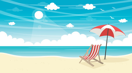 Fototapeta na wymiar Vector Illustration Of Summer Beach Background