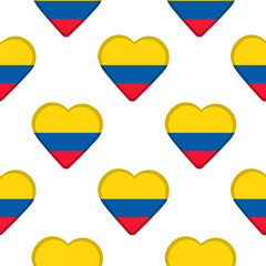 Fototapeta premium Seamless pattern from the hearts with flag of Republic of Ecuador.