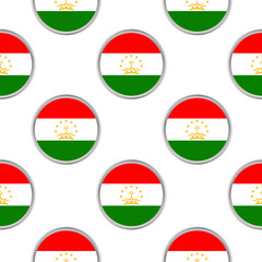 Obraz premium Seamless pattern from the circles with flag of Republic of Tajikistan.