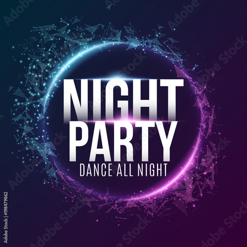 poster for a dance party night party festive geometric neon flyer flyer for a party