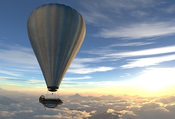 Fantasy Airship Zeppelin Dirigible Balloon 3D illustration