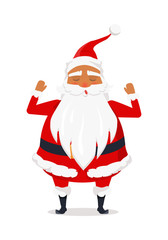 Santa Claus with Hands Raised up Isolated on White