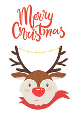 Merry Christmas Banner Congratulation from Deer
