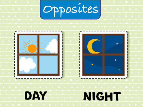 Opposite words for day and night