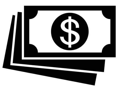 green dallar bank money on white background, vector