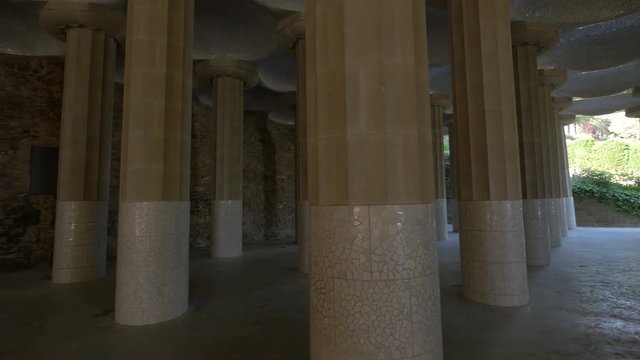 Mosaic columns in Park Guell, Barcelona