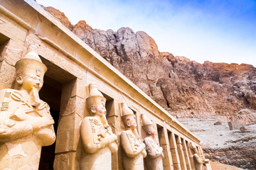 Hatchepsut Temple. The Tombs of the Nobles, located on the West Bank’s cliffs used to be where Elephantine island’s governors. Egypt, Africa. © marabelo