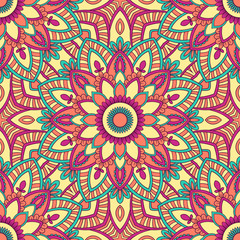 Hand drawn ornamental seamless pattern. Vector Illustration