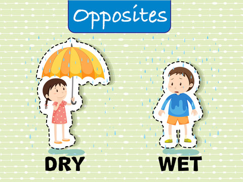 Opposite words for dry and wet