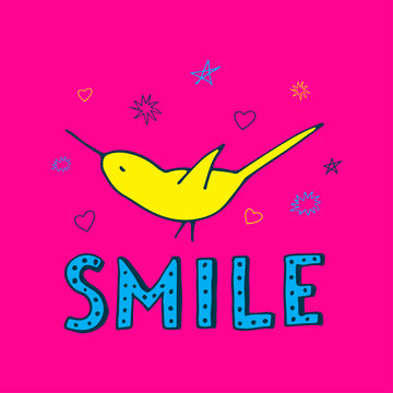 Smile illustration with bird.