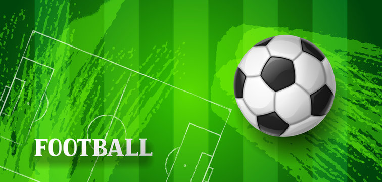 Soccer or football banner with ball. Sports illustration