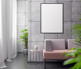 Mockup Poster in the interior, 3D illustration of a modern design