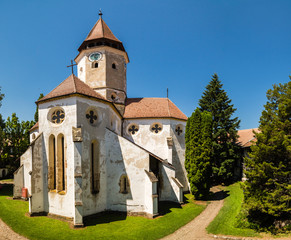 Fototapeta na wymiar Fortified church in Tartlau Prejmer Romania, churches were built inside defensive walls to protect the population during attacks,constructed by Teutonic Knights,settlement of the Transylvanian Saxons