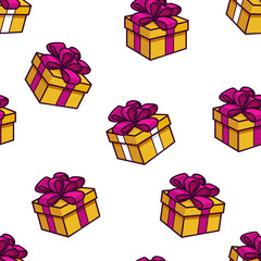 Vector seamless pattern with gifts.