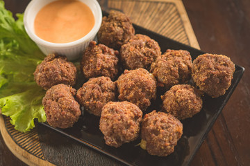Fried meatloaf served and ready