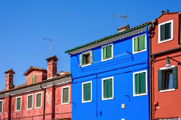 Daylight view to colorful buildings facades