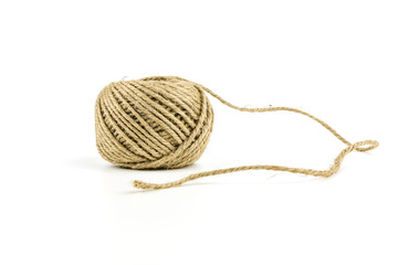 Sack rope on isolated white background.