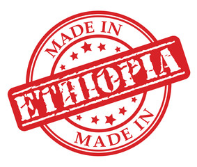 Made in Ethiopia red rubber stamp illustration vector on white background