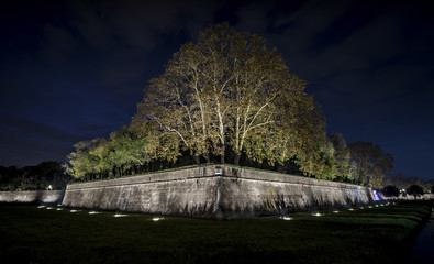 Mura di Lucca in notturna