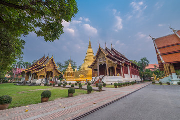 Wat Phra Singh is located in the western part of the old city centre of Chiang Mai, Thailand