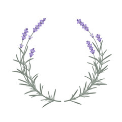Vector floral frame of lavender branches isolated on white