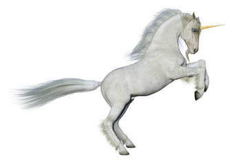 Obraz na płótnie Canvas 3D Rendering White Unicorn on White