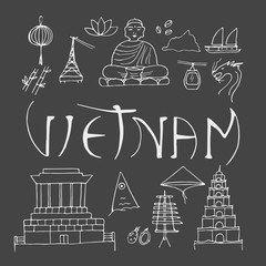 Isolated icons of Vietnam.