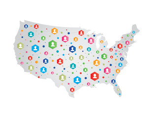 Usa Map connecting people concept