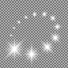 Glittering flying stars, white color