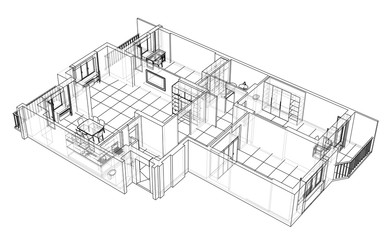 Interior sketch or blueprint