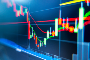Stock exchange market graph analysis background