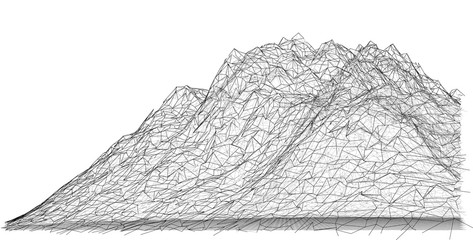 Wireframe polygonal landscape. 3d illustration