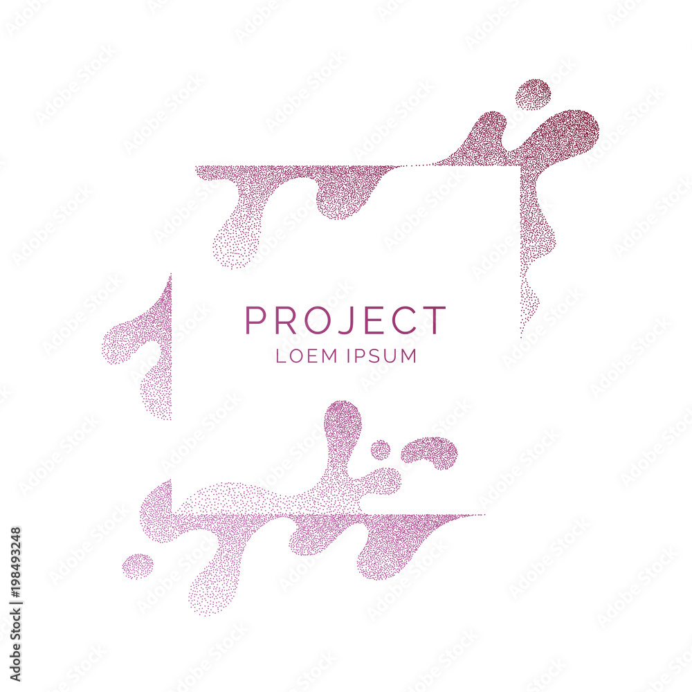 Poster bright poster with splatter and dynamic particles. illustration minimal flat style