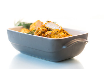 chicken fried in batter with dill