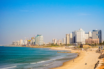 Tel Aviv beach and city, Israel