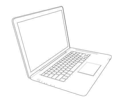 Laptop sketch. 3d illustration
