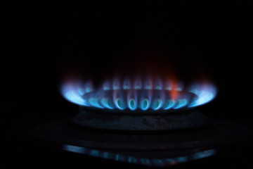 fire from a gas burner