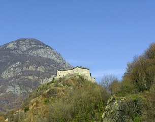 Fortress of Bard in Italy. Strength Bard in the Aosta Valley is one of the largest in the area.
