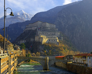 Fortress of Bard in Italy. Strength Bard in the Aosta Valley is one of the largest in the area.
